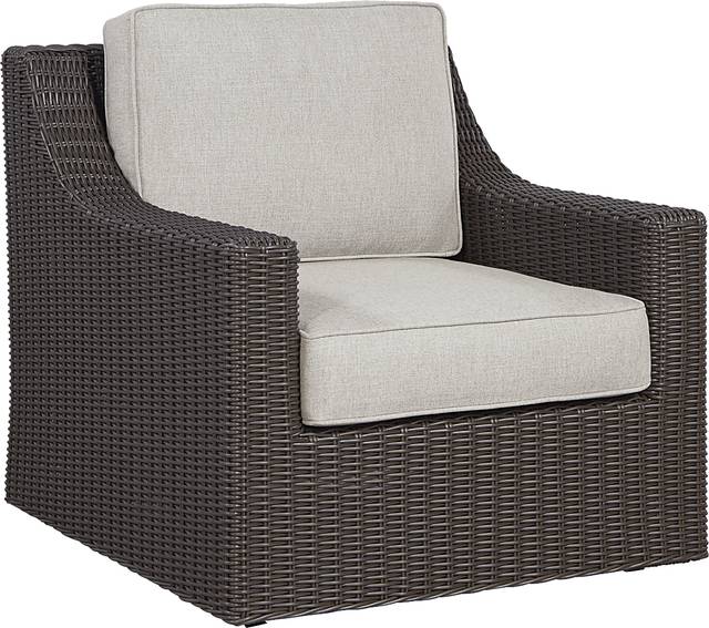 Patmos Brown Outdoor Rocker Chair with Linen Cushions - Thumbnail - Image 1