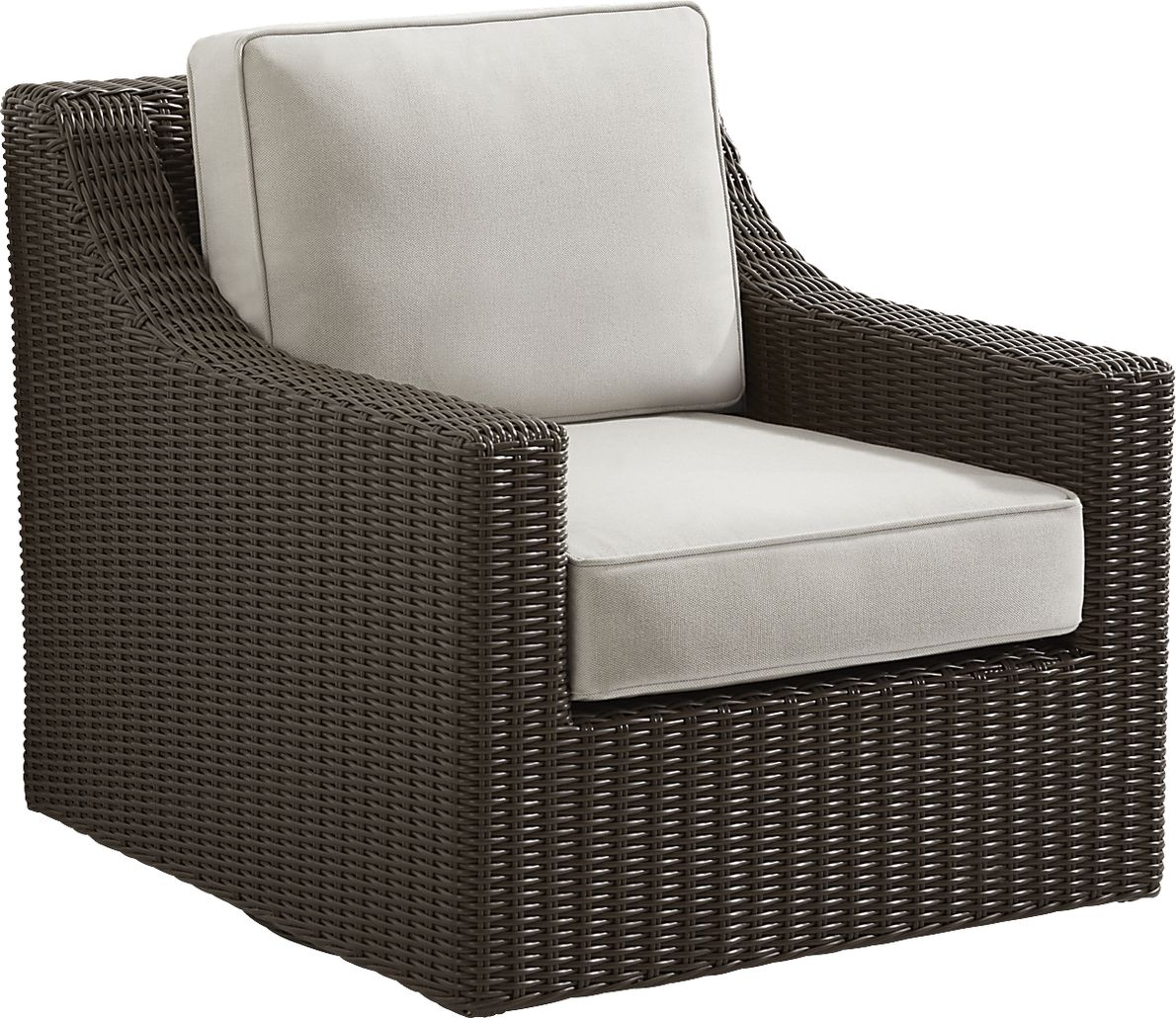 Patmos Brown Outdoor Swivel Rocker Chair with Linen Cushions