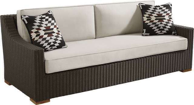 Patmos Brown Outdoor Sofa with Linen Cushions - Thumbnail - Image 2