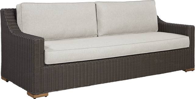 Patmos Brown Outdoor Sofa with Linen Cushions - Thumbnail - Image 2
