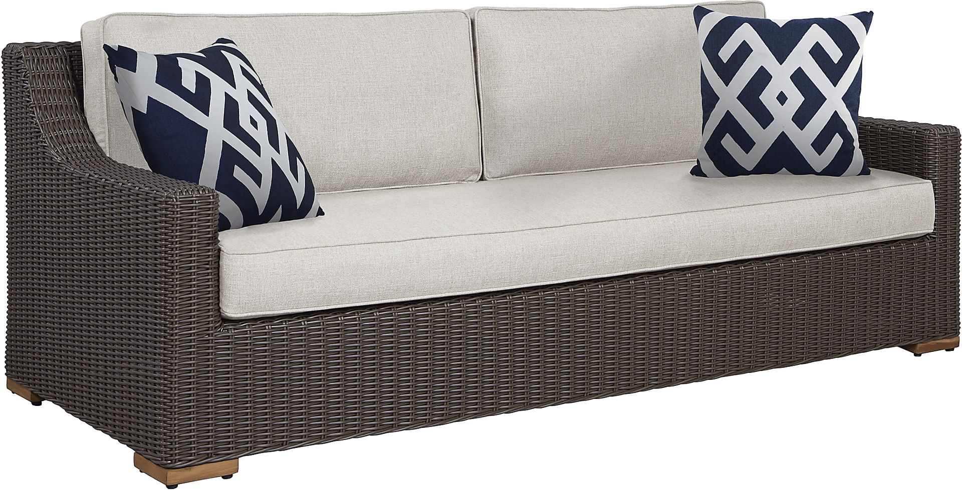 Patmos Brown Outdoor Sofa with Linen Cushions - Image 1
