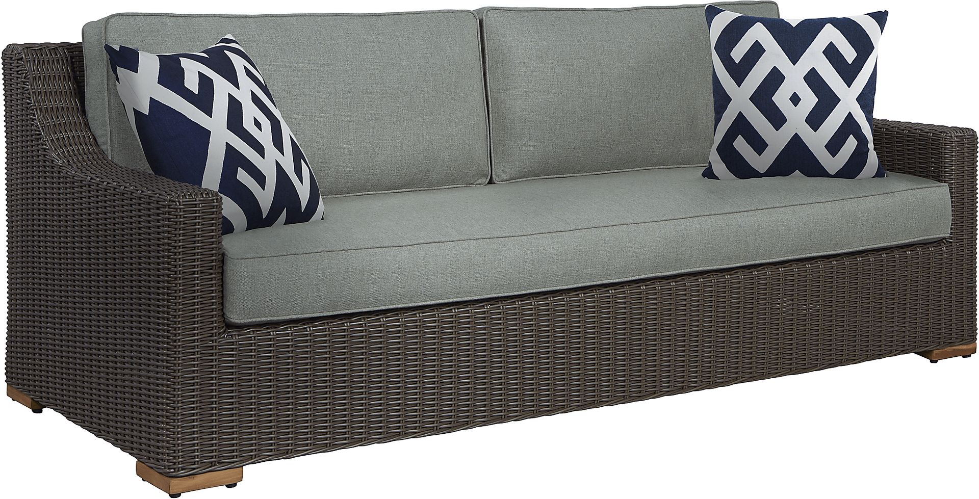 Patmos Brown Outdoor Sofa with Moss Cushions - Image 1