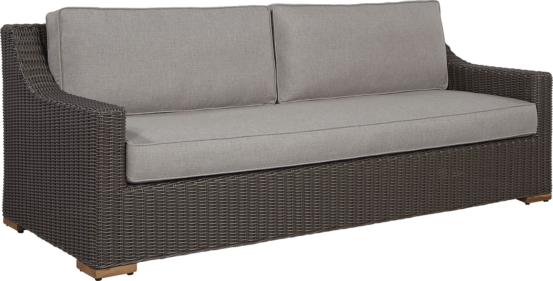 Patmos Brown Outdoor Sofa with Mushroom Cushions - Image 2