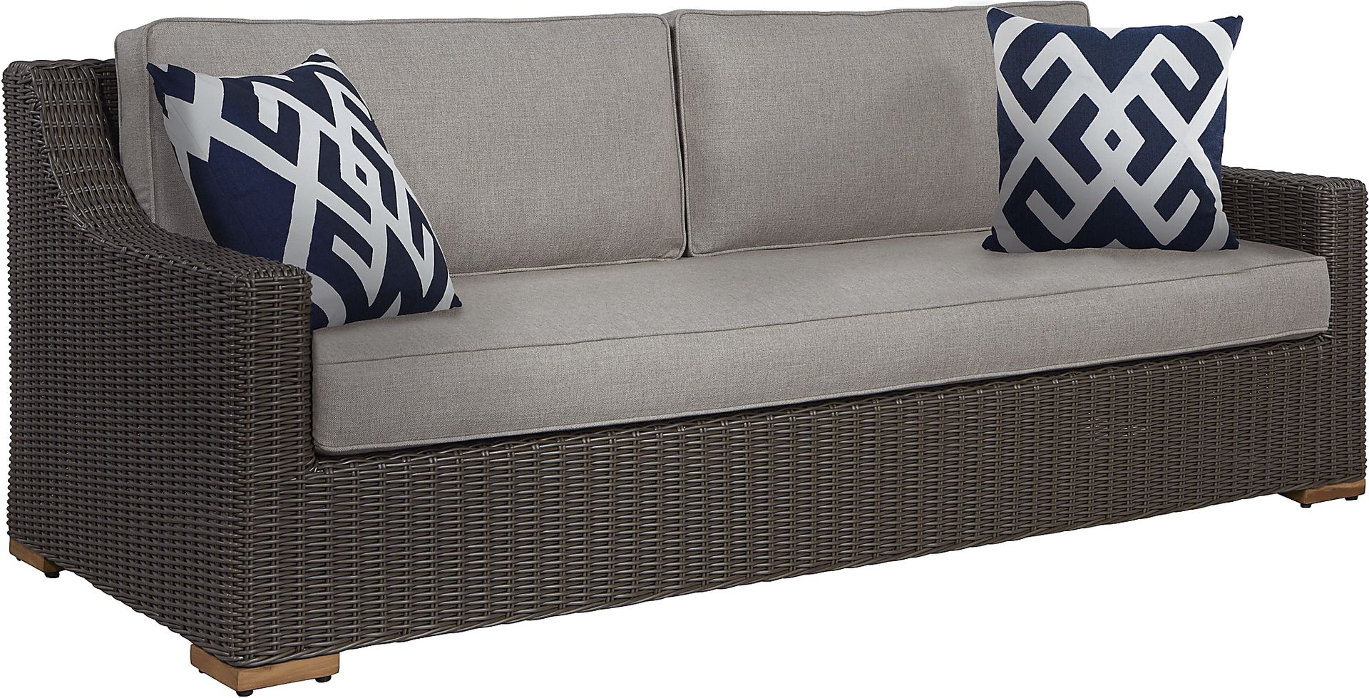 Patmos Brown Outdoor Sofa with Mushroom Cushions - Image 1