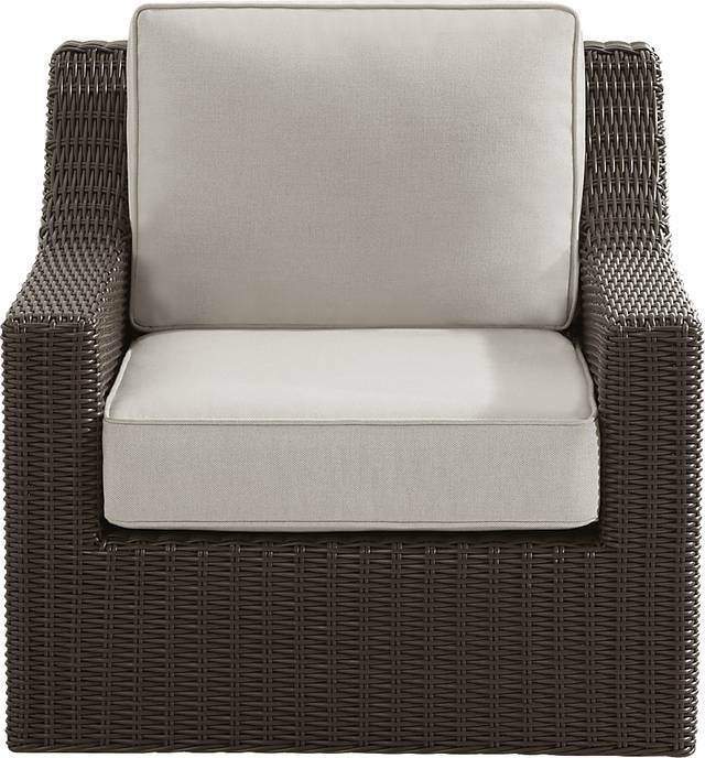 Patmos Brown Outdoor Swivel Rocker Chair with Linen Cushions - Thumbnail - Image 2