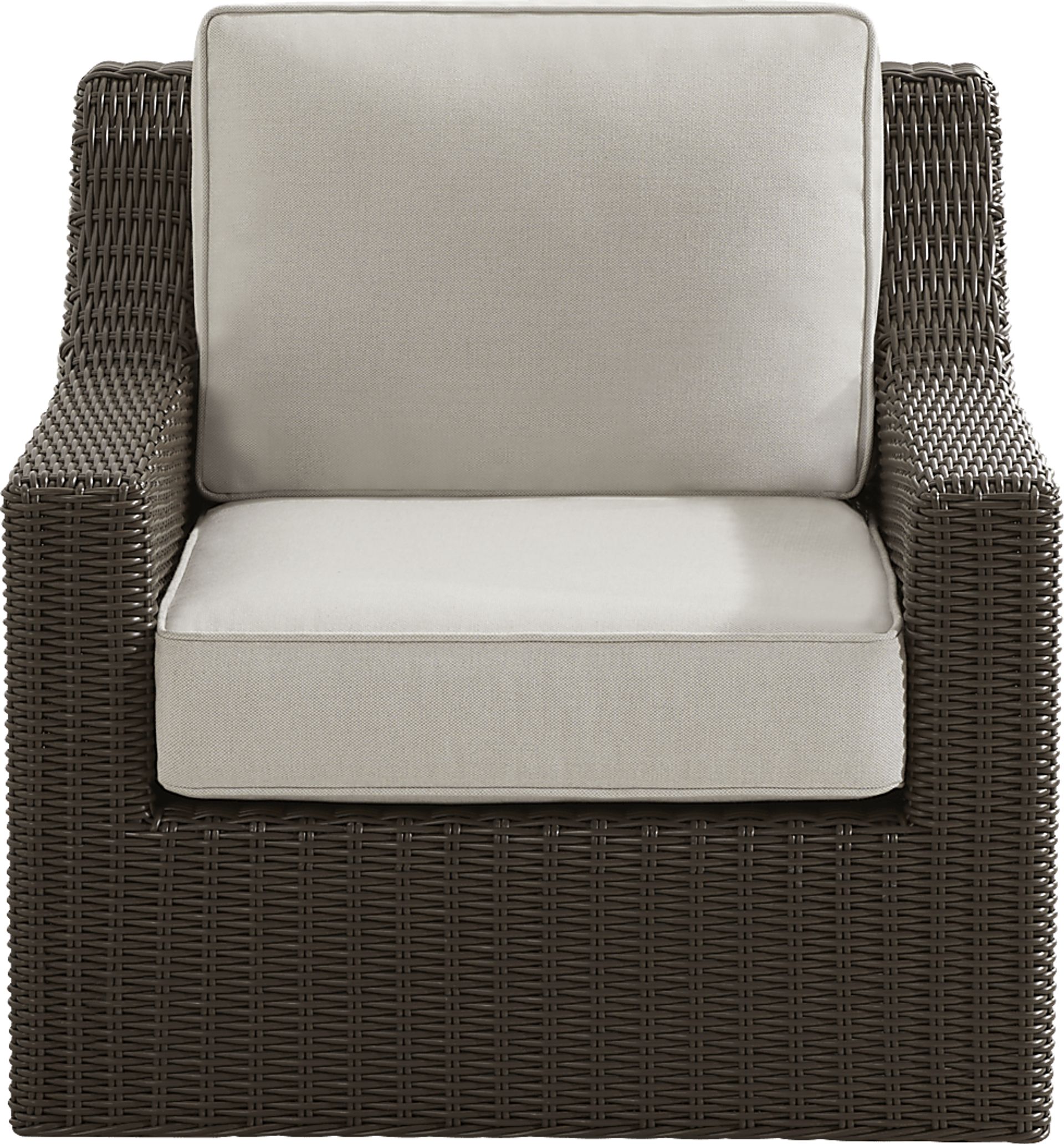 Patmos Brown Outdoor Swivel Rocker Chair with Linen Cushions - Image 2
