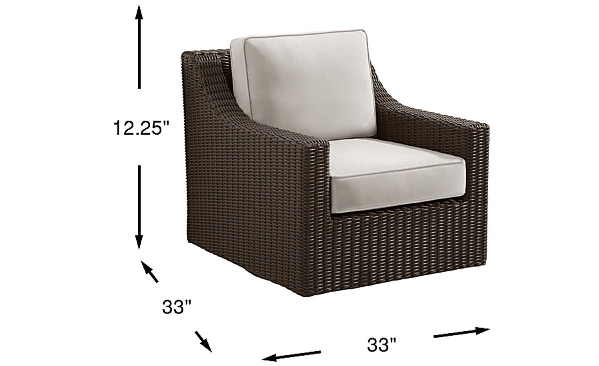 Patmos Brown Dark Wood Linen Beige Wicker Outdoor Swivel Chair | Rooms ...