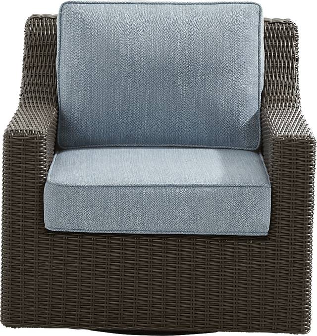 Patmos Brown Outdoor Swivel Rocker Chair with Steel Cushions - Thumbnail - Image 2