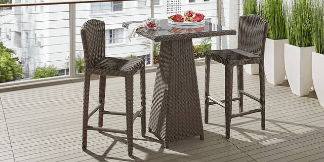 Patmos Brown Wicker Outdoor Barstool - Thumbnail - Image 2