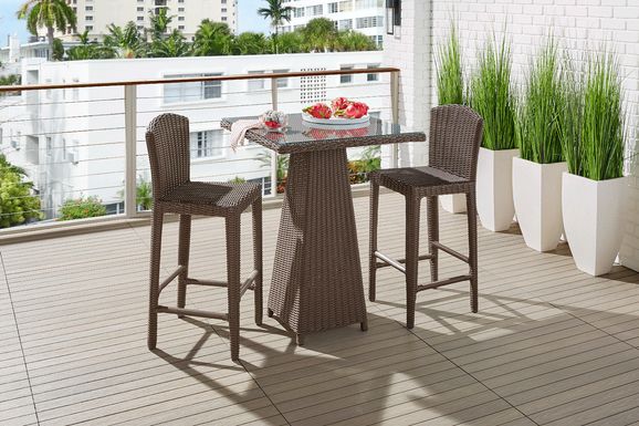 Patmos Brown Wicker 3 Pc 36 in. Square Bar Height Outdoor Dining Set