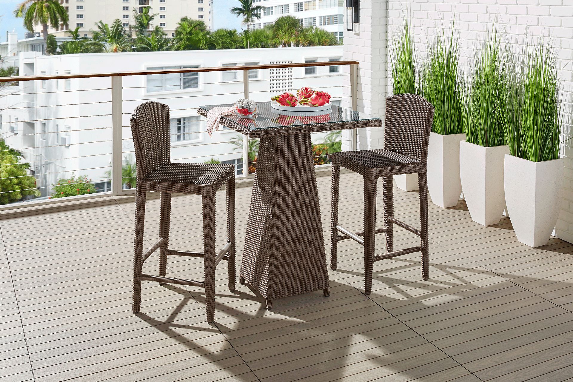 Patmos Brown Wicker Outdoor Barstool - Image 2