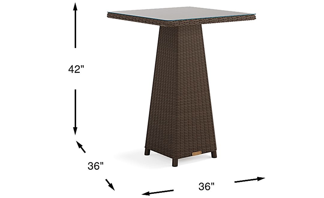 Patmos Brown Wicker 36 in. Square Outdoor Bar Table