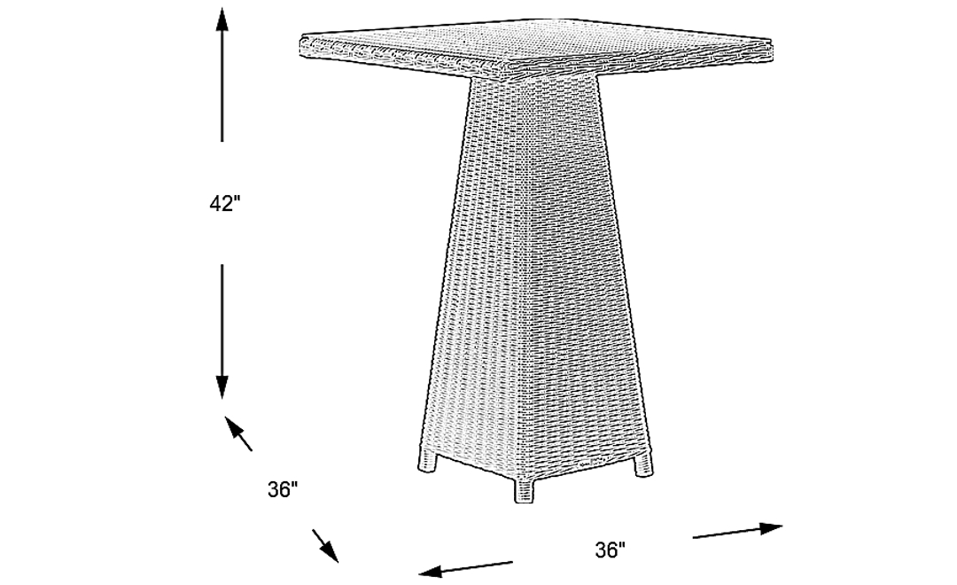 Patmos Brown Wicker 36 in. Square Outdoor Bar Table
