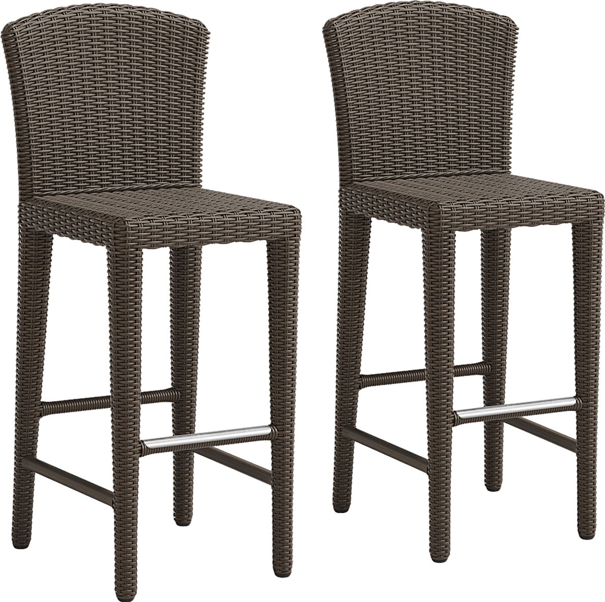 Patmos Brown Wicker Outdoor Barstool, Set of Two