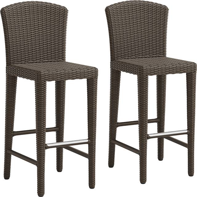 Patmos Brown Wicker Outdoor Barstool, Set of Two - Thumbnail - Image 1
