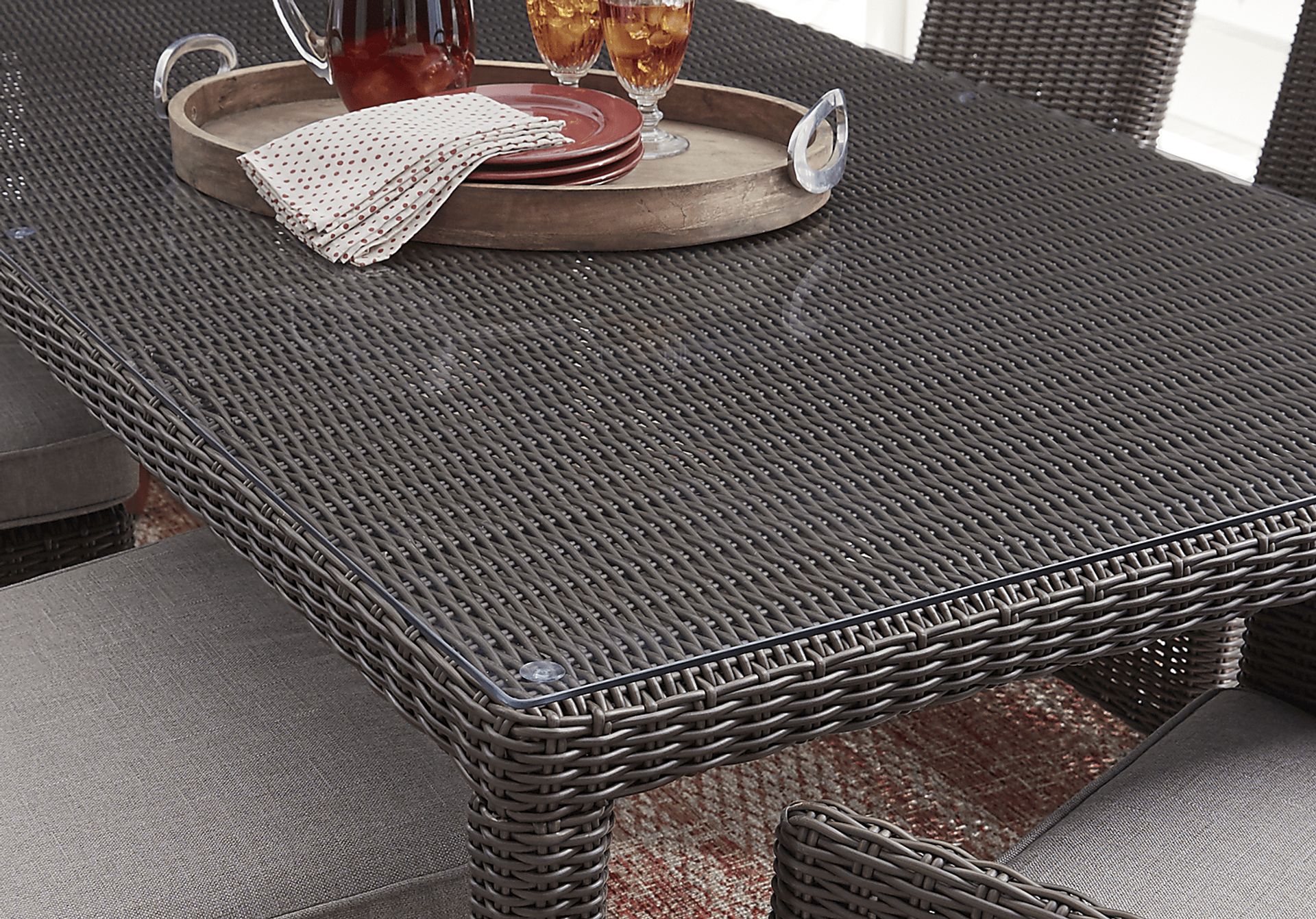 Patmos Brown 5 Pc Outdoor Dining Set with Linen Cushions - Image 6