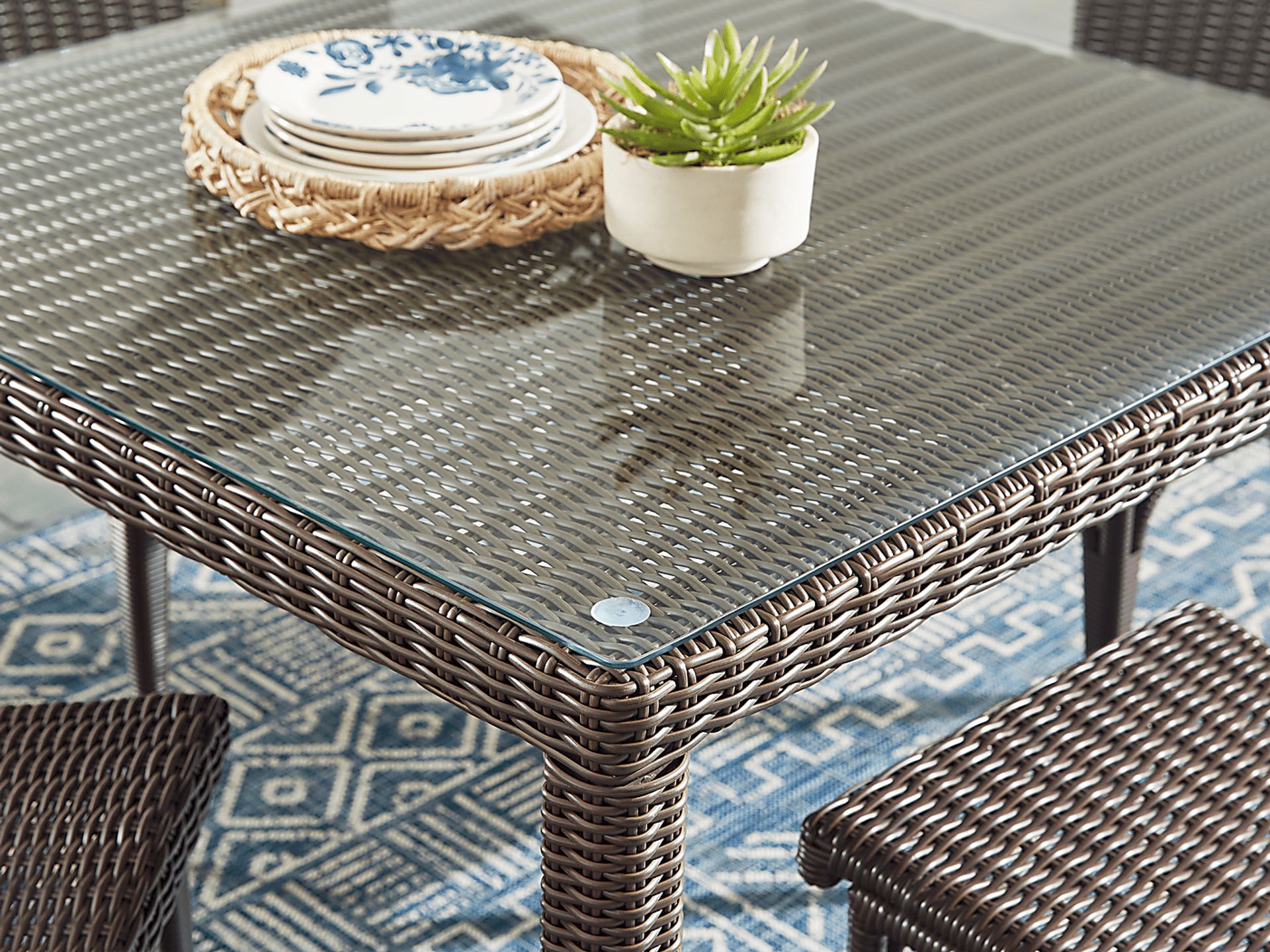 Patmos Brown Wicker Square Outdoor Dining Table - Image 6