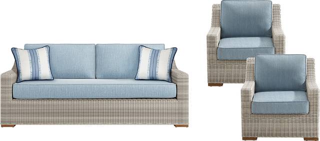 Patmos Gray 3 Pc Outdoor Seating Set with Steel Cushions - Thumbnail - Image 1
