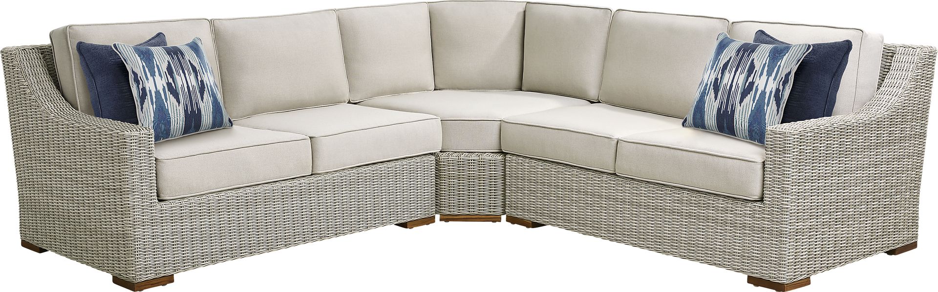 Patmos Gray 3 Pc Outdoor Sectional with Linen Cushions - Image 1