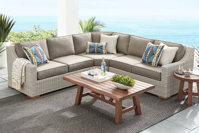 Patmos Gray 3 Pc Outdoor Sectional with Mushroom Cushions - Thumbnail - Image 2