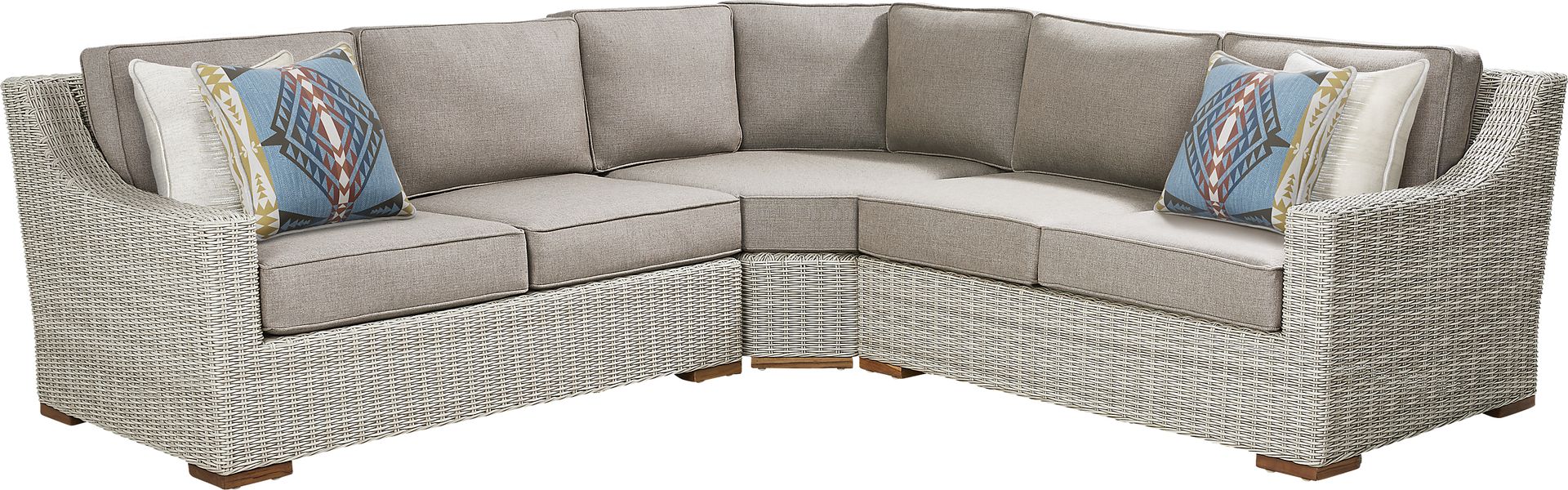 Patmos Gray 3 Pc Outdoor Sectional with Mushroom Cushions - Image 1