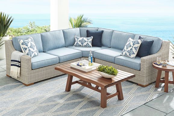 Patmos Gray 3 Pc Outdoor Sectional with Steel Cushions