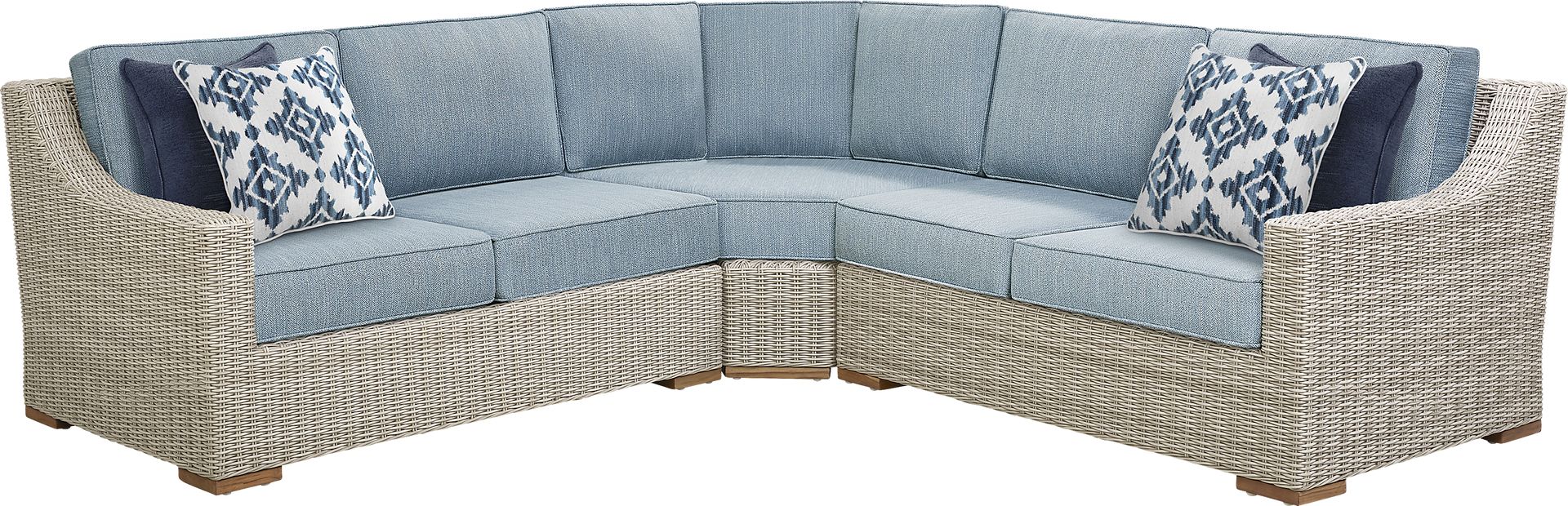 Patmos Gray 3 Pc Outdoor Sectional with Steel Cushions - Image 1