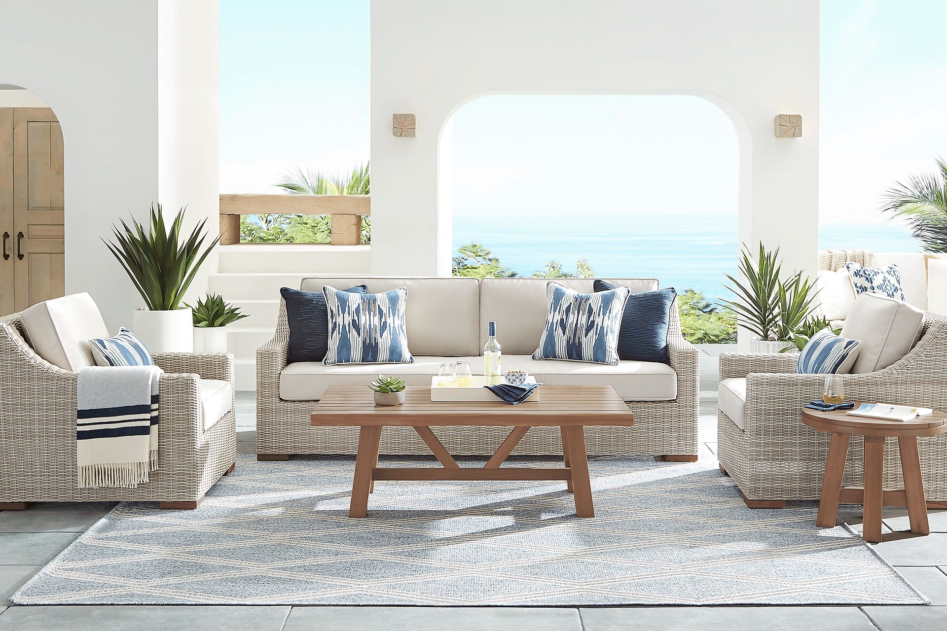 Patmos Tan Outdoor Cocktail Table - Image 2