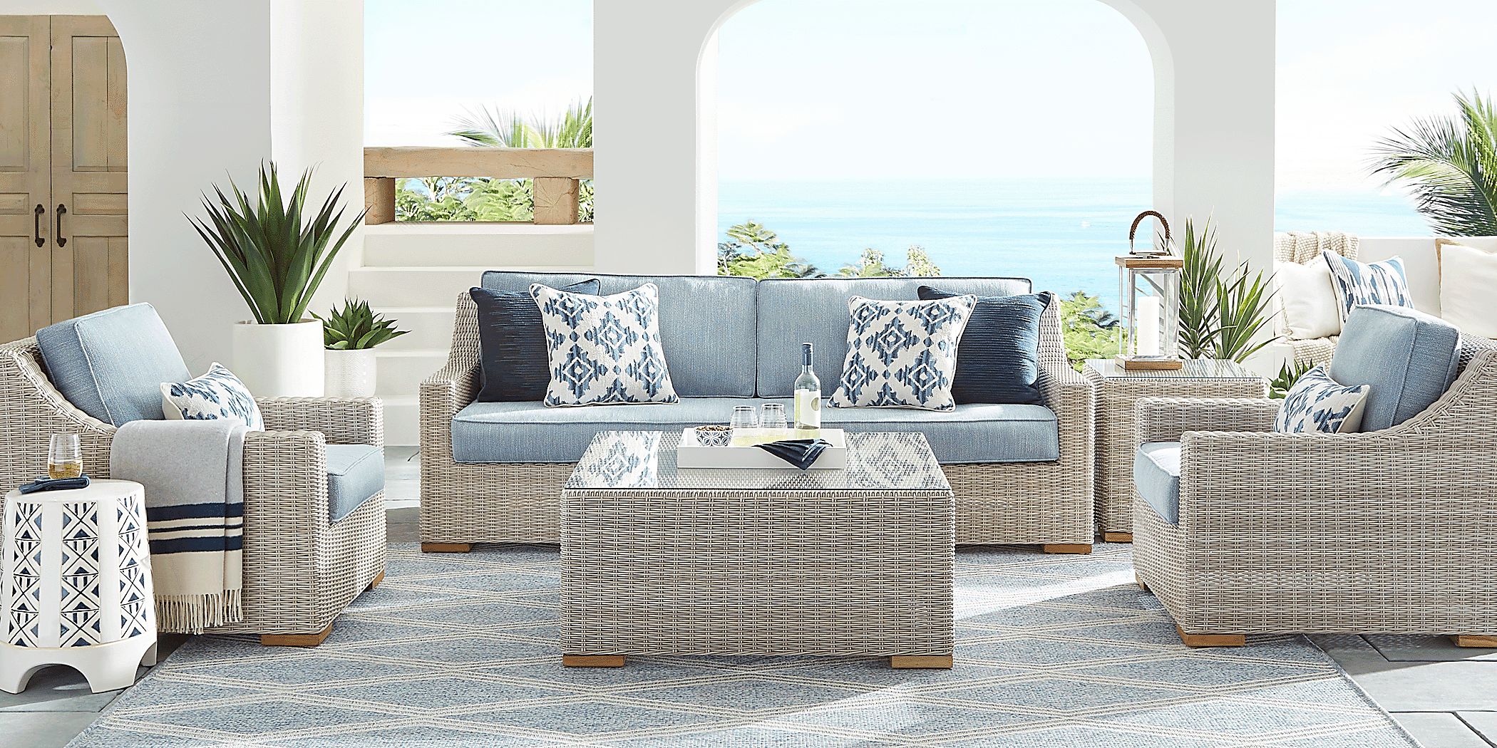 Patmos Gray 4 Pc Outdoor Seating Set with Steel Cushions