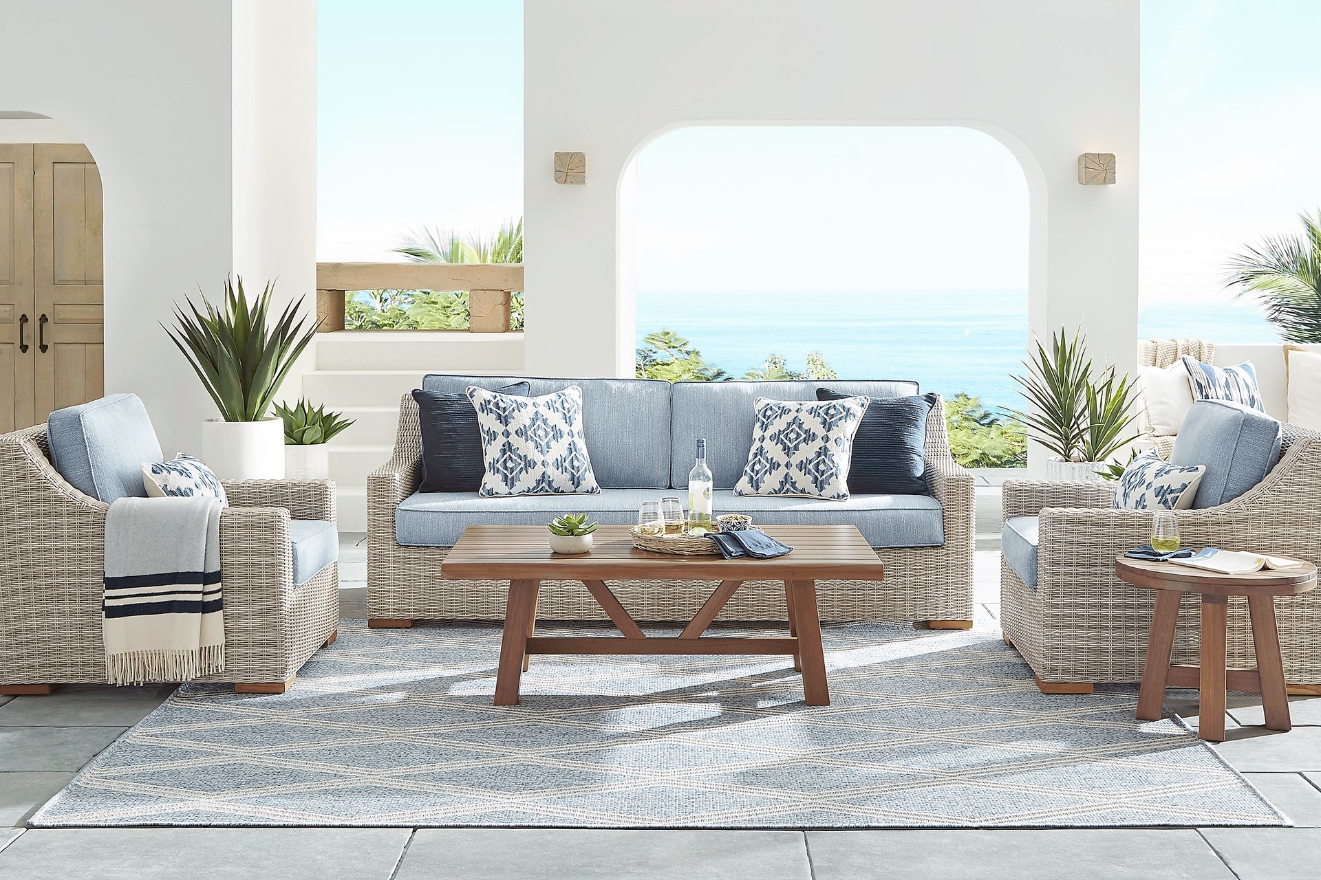 Patmos Gray 4 Pc Outdoor Sofa Seating Set with Steel Cushions - Image 1