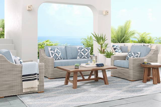 Patmos Gray 4 Pc Outdoor Loveseat Seating Set with Steel Cushions - Thumbnail - Image 1