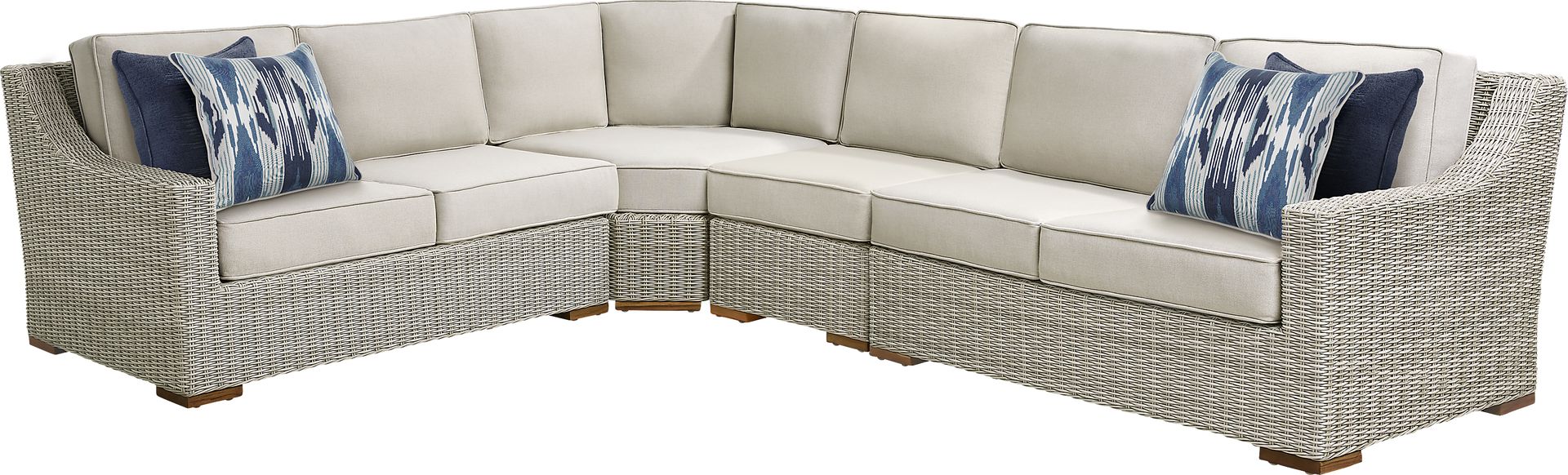 Patmos Gray 4 Pc Outdoor Sectional with Linen Cushions - Image 1