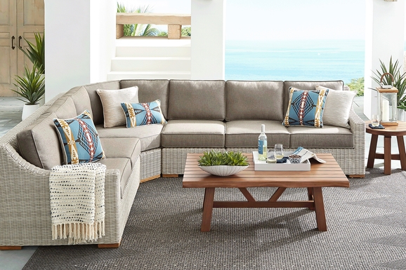 Patmos Gray 4 Pc Outdoor Sectional with Mushroom Cushions