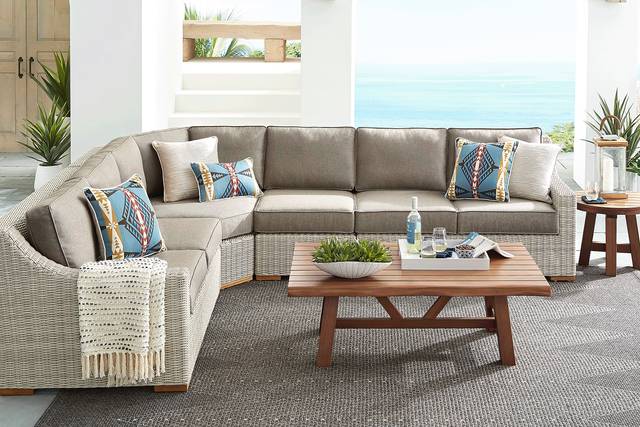 Patmos Gray 4 Pc Outdoor Sectional with Mushroom Cushions - Thumbnail - Image 2