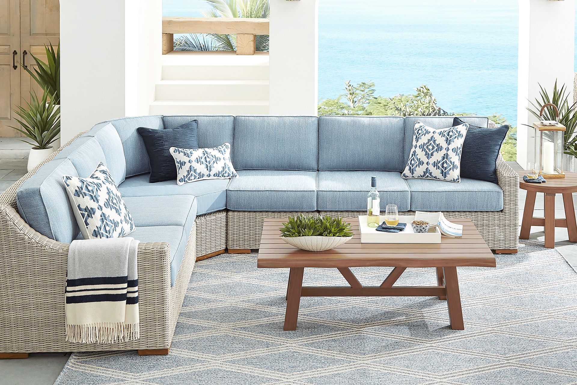 Patmos Gray 4 Pc Outdoor Sectional with Steel Cushions - Image 2