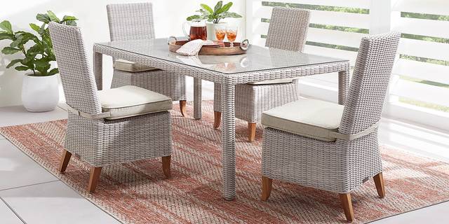 Patmos Gray Wicker Rectangle Outdoor Dining Table - Thumbnail - Image 2