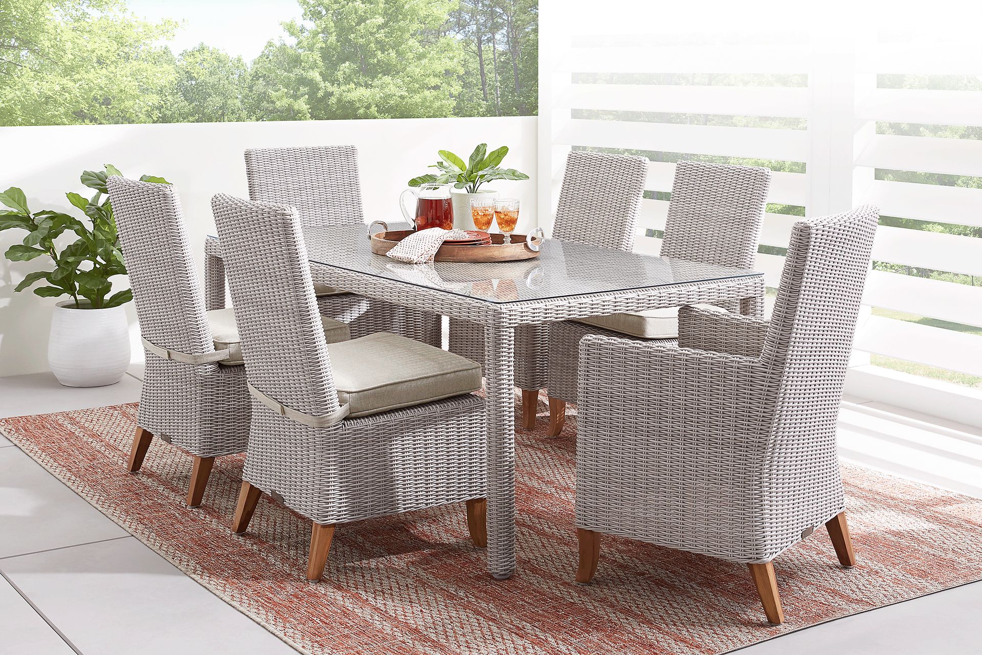 Patmos Gray Outdoor Arm Chair with Linen Cushions - Image 2