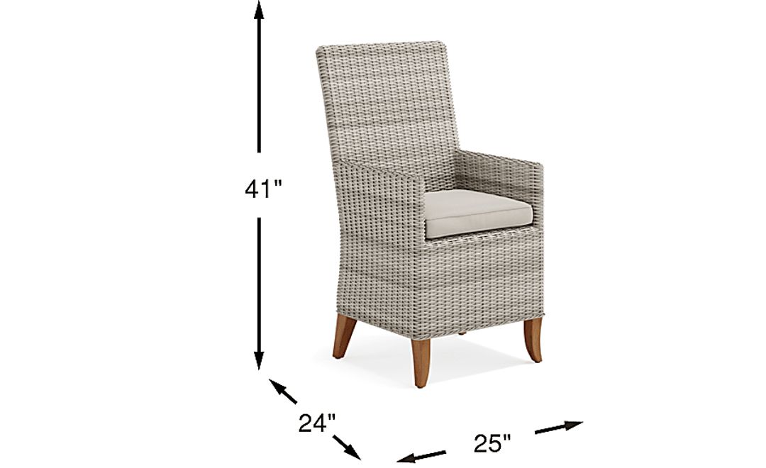 Patmos Gray Outdoor Arm Chair with Linen Cushions