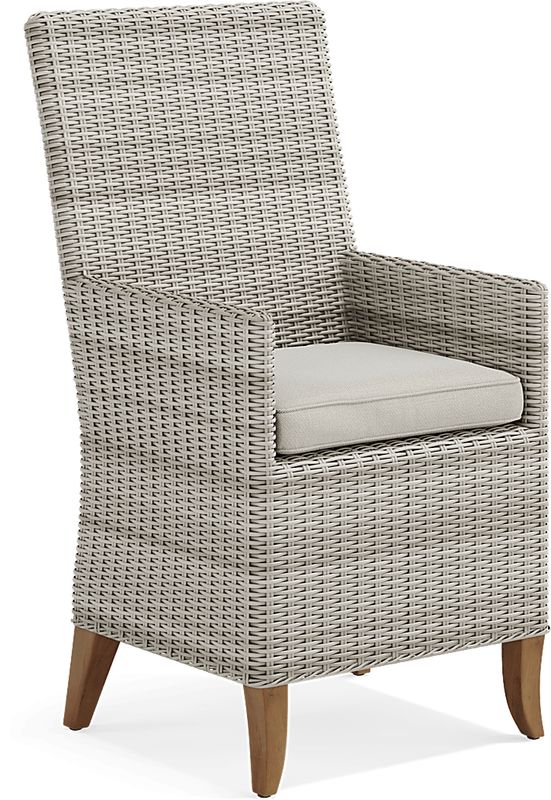 Patmos Gray Outdoor Arm Chair with Linen Cushions