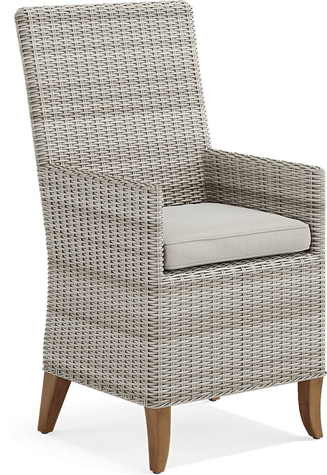 Patmos Gray Outdoor Arm Chair with Linen Cushions - Thumbnail - Image 1