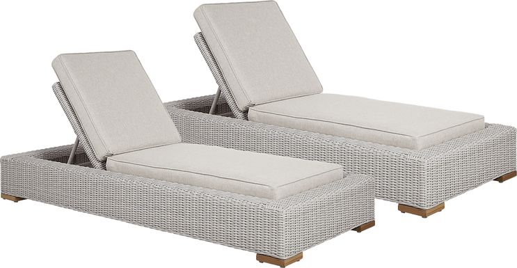 Patmos Gray Outdoor Chaise with Linen Cushions, Set of 2