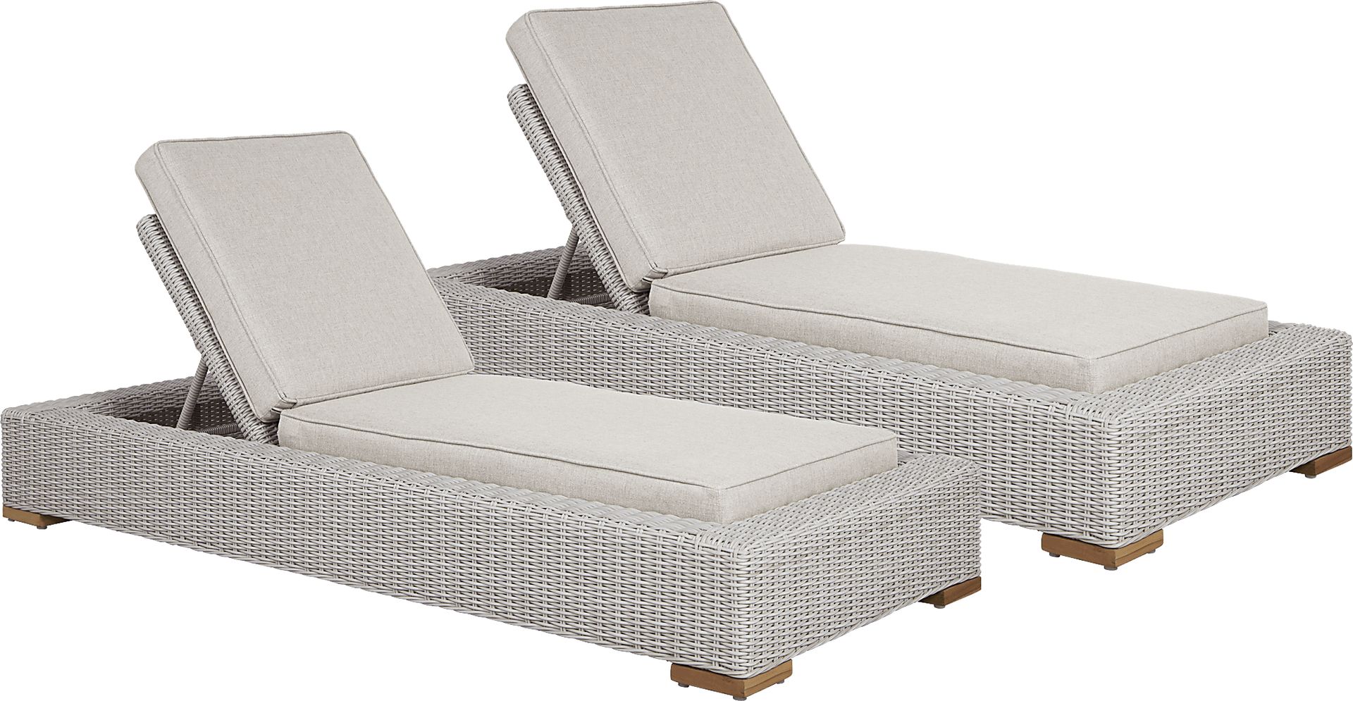Patmos Gray Outdoor Chaise with Linen Cushions, Set of 2 - Image 1