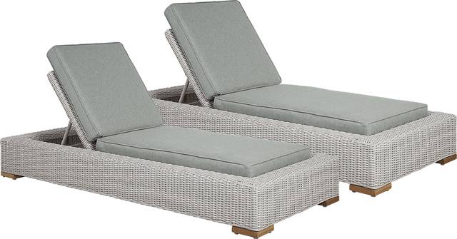 Patmos Gray Outdoor Chaise with Moss Cushions, Set of 2 - Thumbnail - Image 1