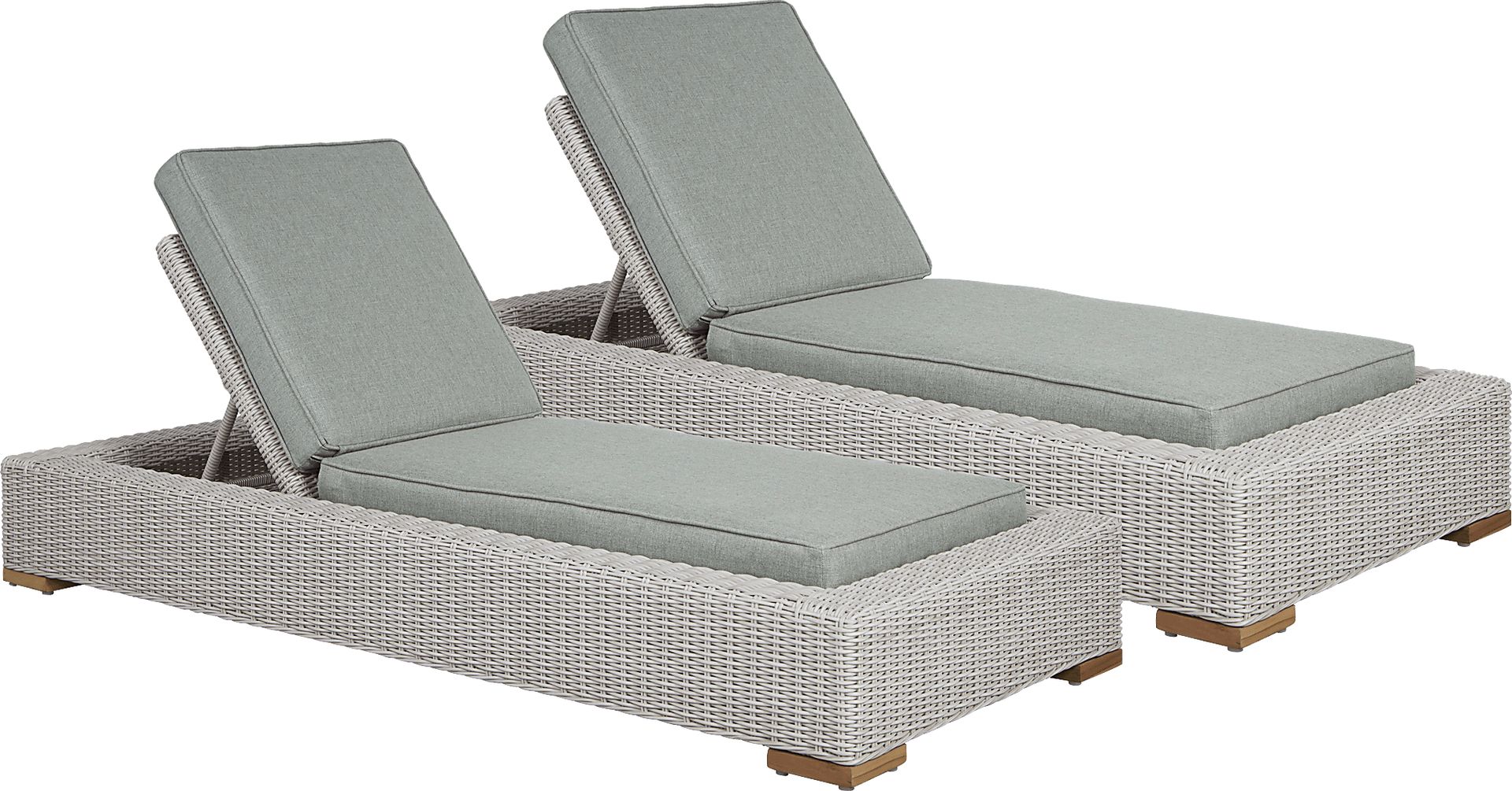 Patmos Gray Outdoor Chaise with Moss Cushions, Set of 2 - Image 1