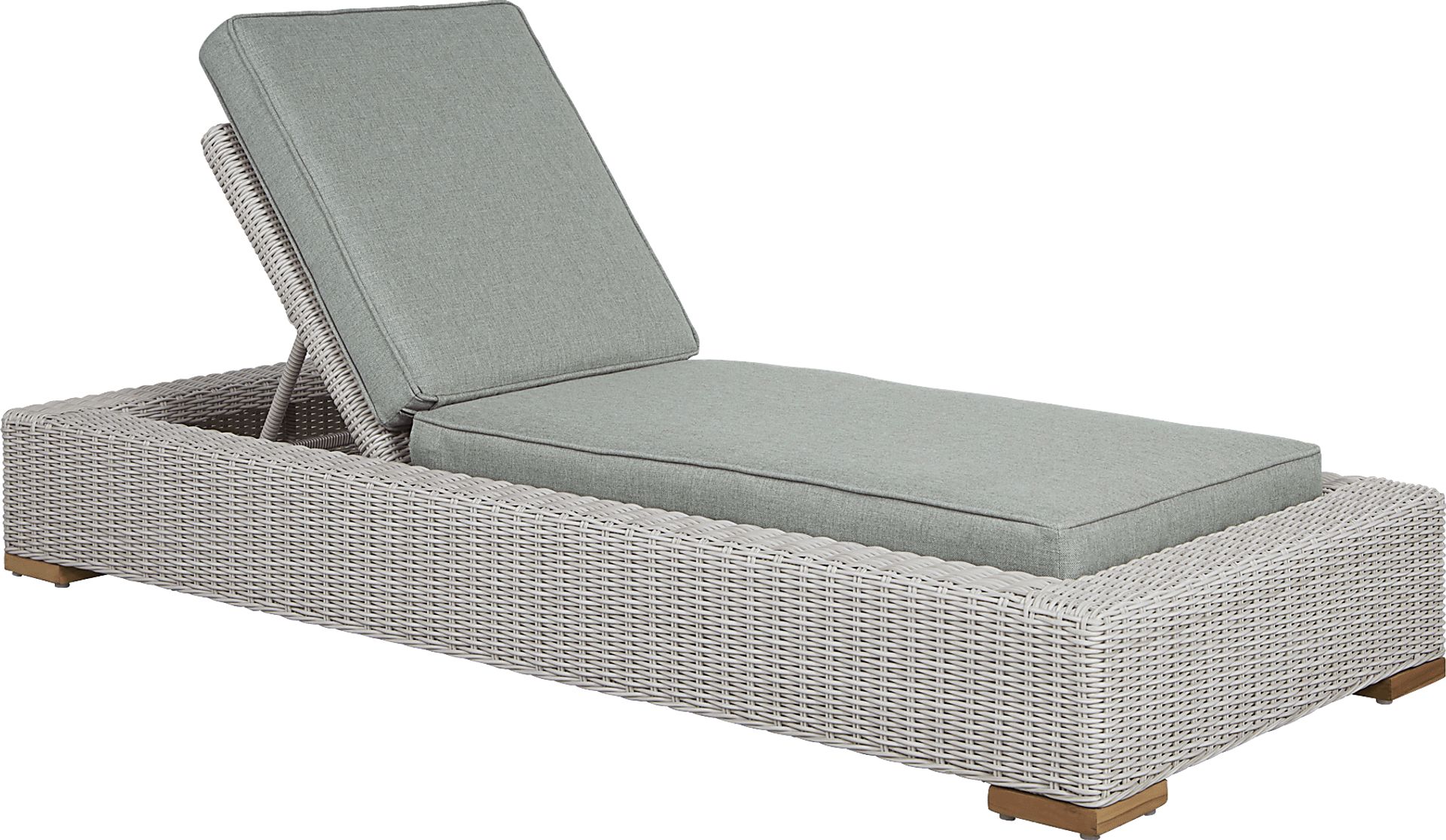 Patmos Gray Outdoor Chaise with Moss Cushions - Image 1