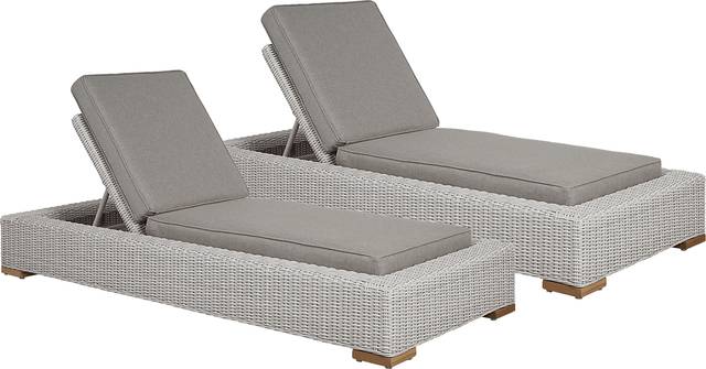 Patmos Gray Outdoor Chaise with Mushroom Cushions, Set of 2 - Thumbnail - Image 1