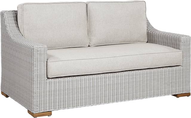 Patmos Gray Outdoor Loveseat with Linen Cushions - Thumbnail - Image 2