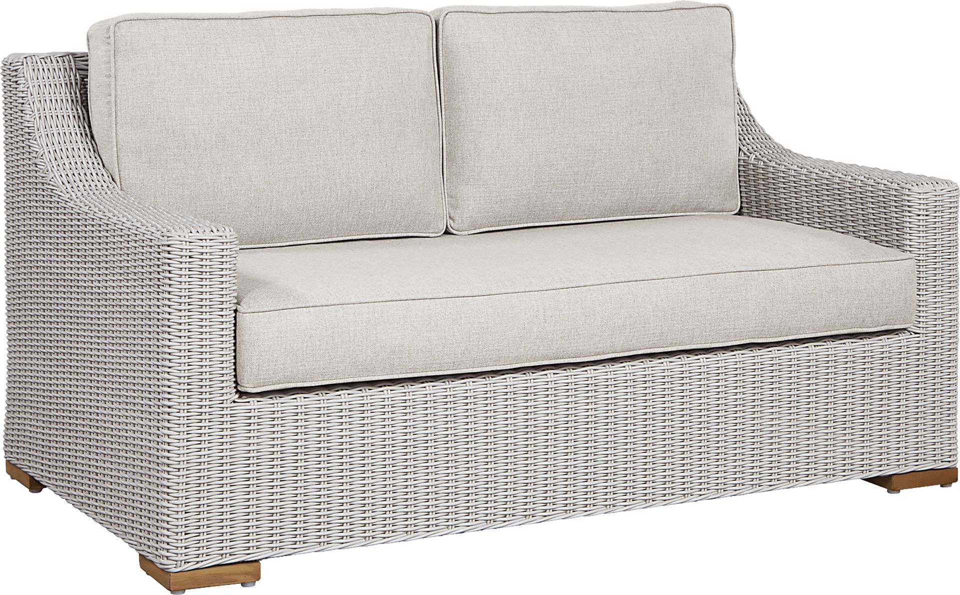 Patmos Gray Outdoor Loveseat with Linen Cushions - Image 2