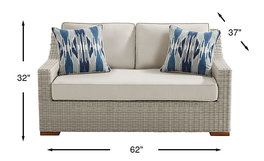 Patmos Gray Outdoor Loveseat with Linen Cushions