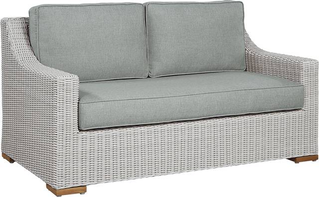 Patmos Gray Outdoor Loveseat with Moss Cushions - Thumbnail - Image 2